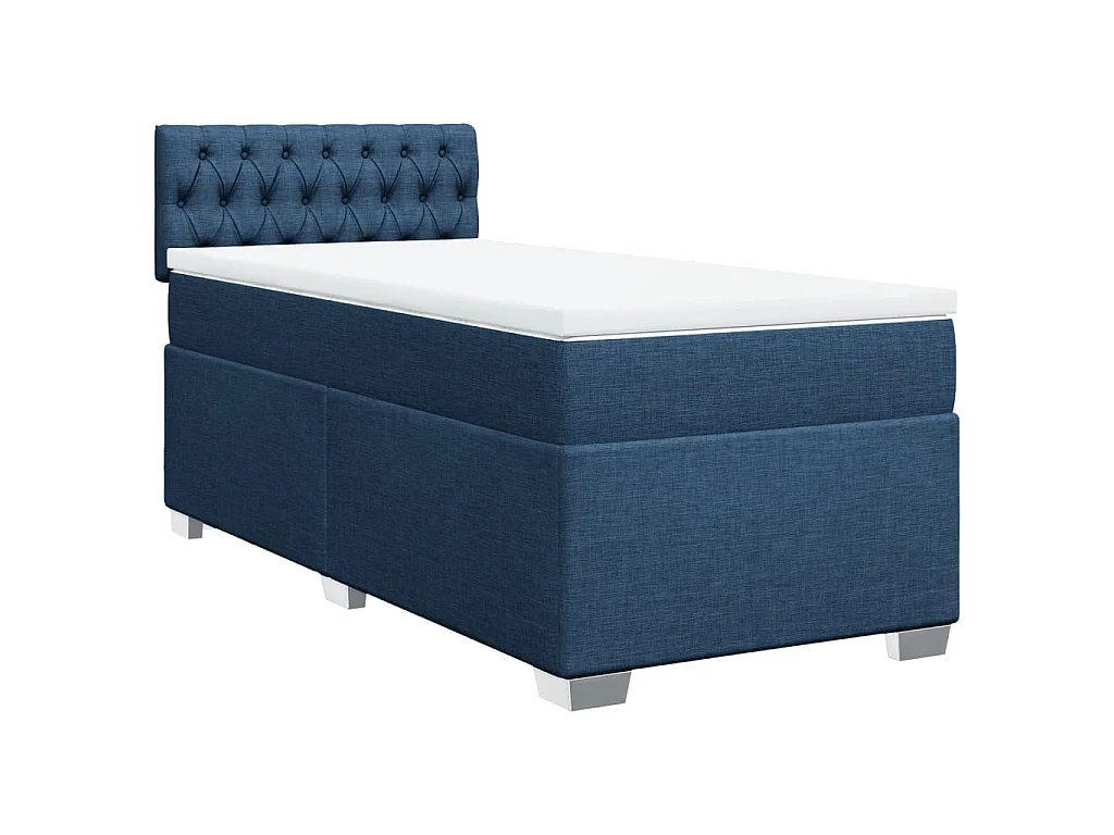 Boxspring met matras stof blauw 100x200 cm