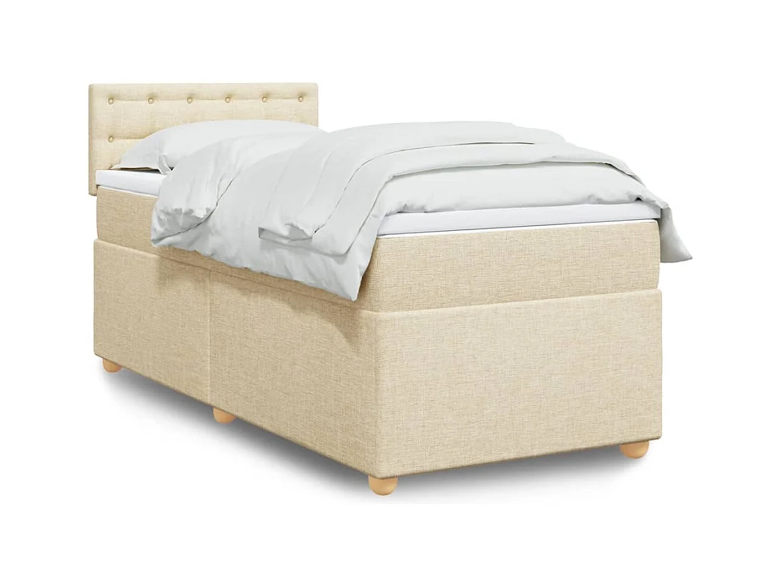 Boxspringbett mit Matratze Creme 90x190 cm Stoff