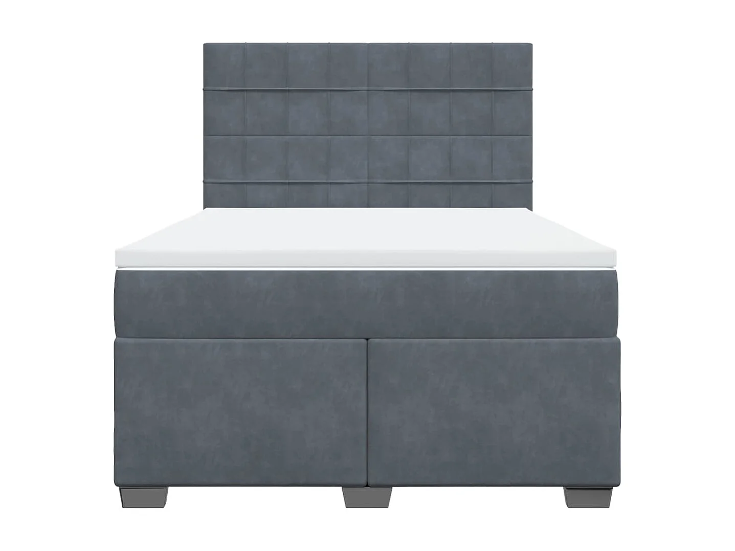 Giroletto a Molle con Materasso Grigio Scuro 160x200 cm Velluto