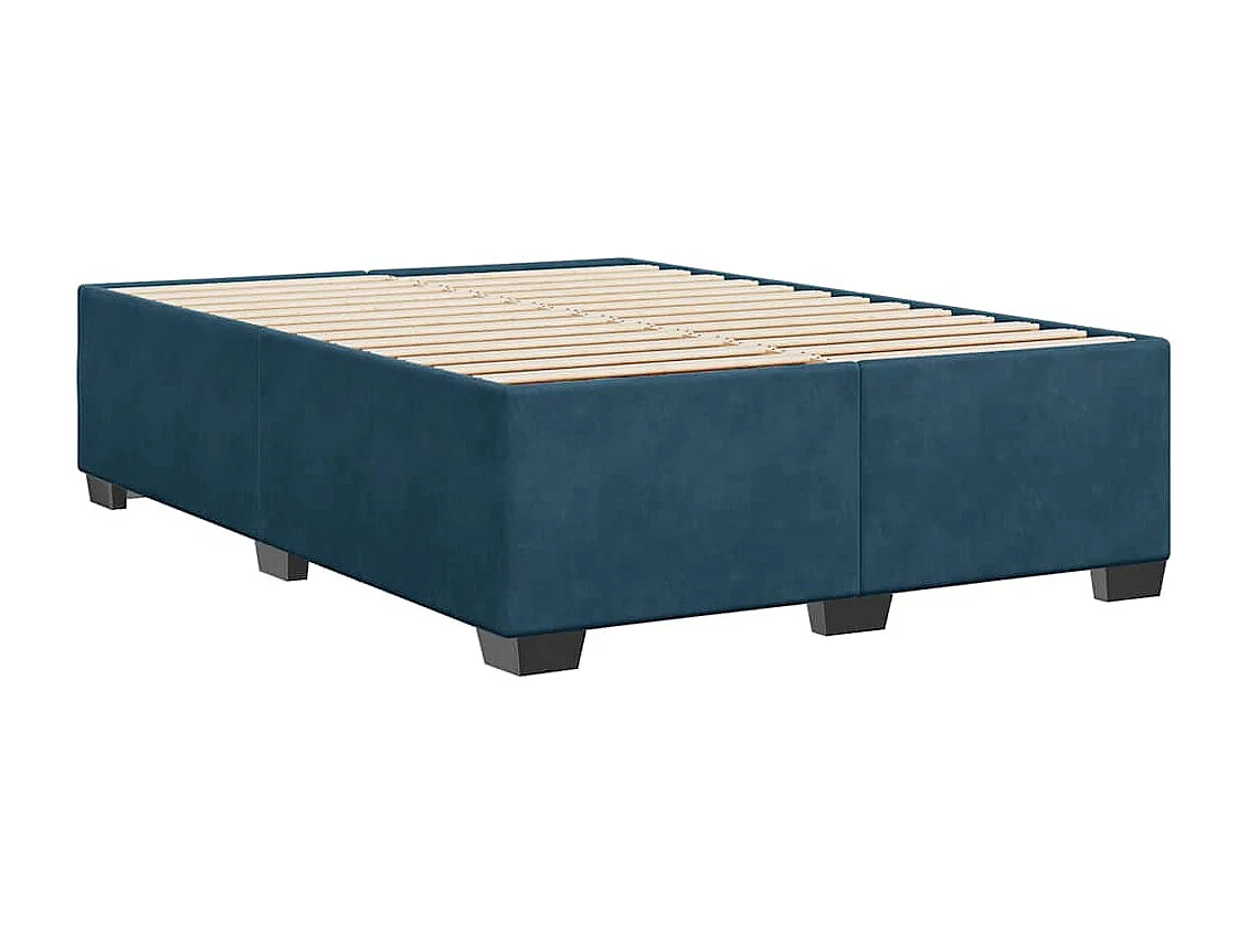 Cadre de lit sans matelas bleu 160x200 cm velours