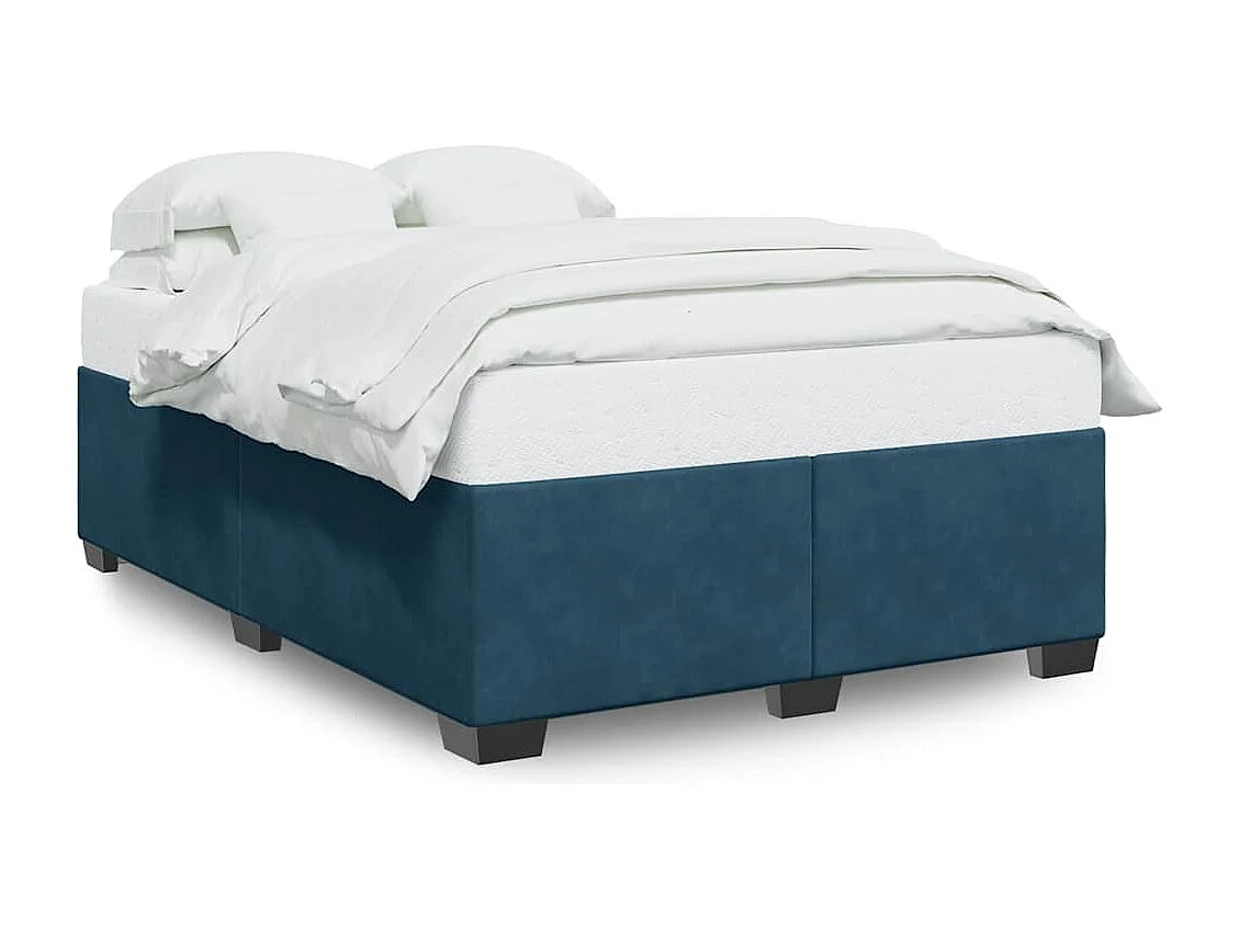 Cadre de lit sans matelas bleu 160x200 cm velours