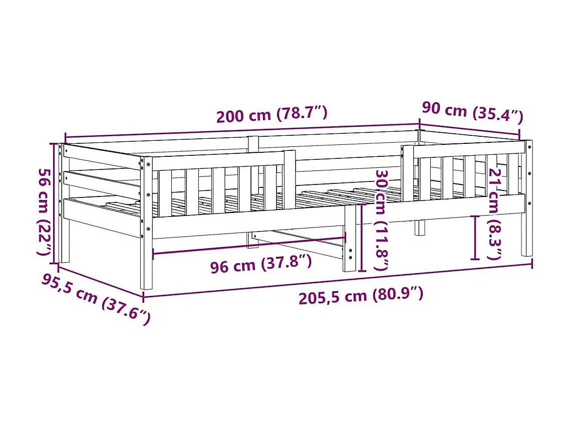 Cadre de lit sans matelas cire marron 90x200 cm bois pin massif