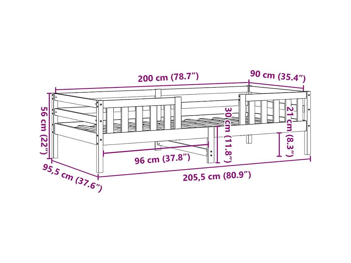 Bedframe zonder matras massief grenenhout wasbruin 90x200 cm