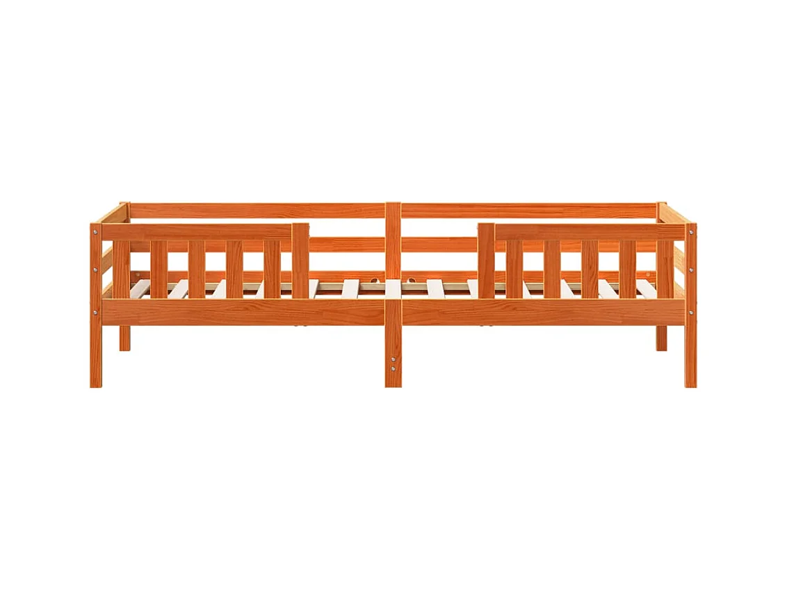 Bedframe zonder matras massief grenenhout wasbruin 90x200 cm