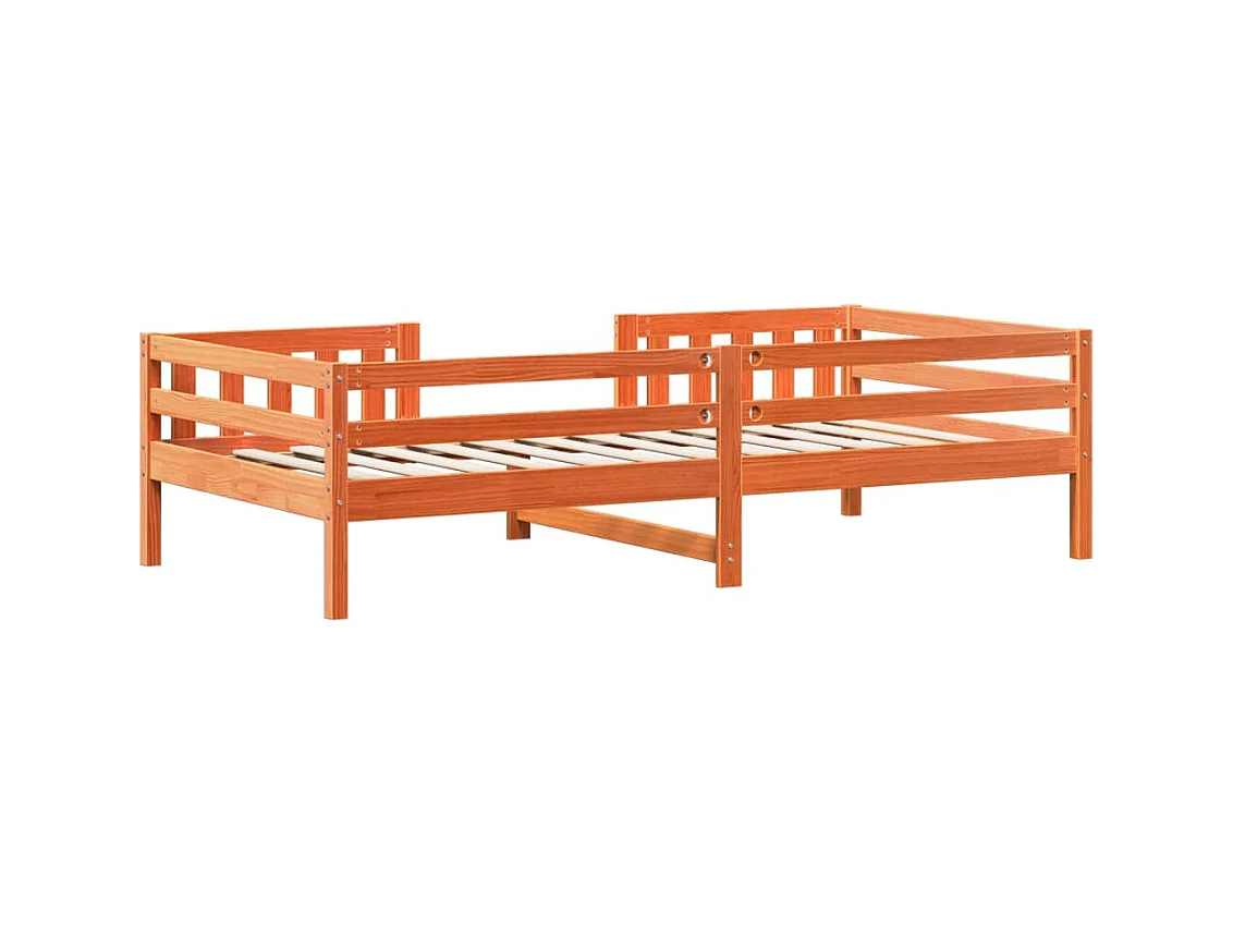 Bedframe zonder matras massief grenenhout wasbruin 90x200 cm