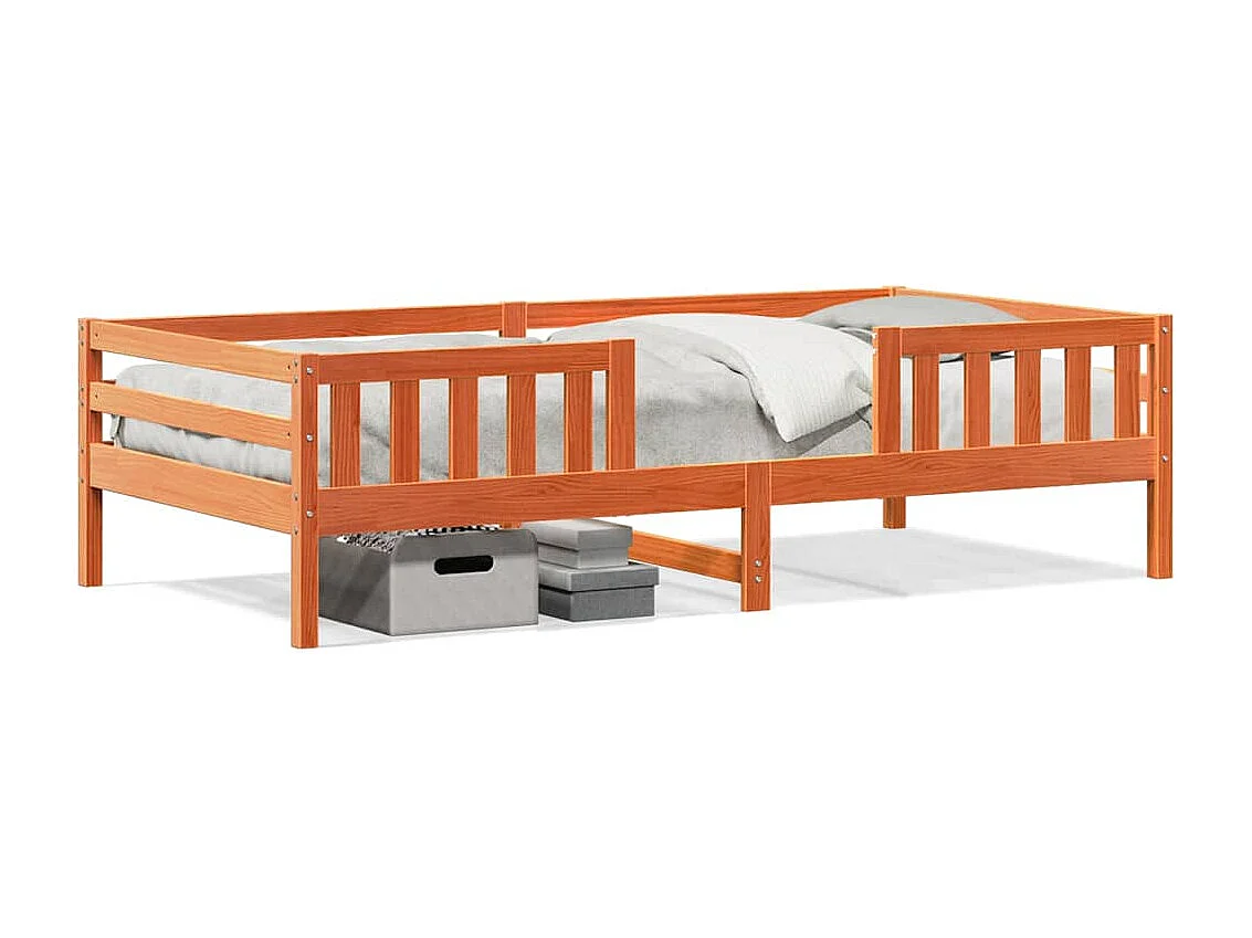 Cadre de lit sans matelas cire marron 90x200 cm bois pin massif