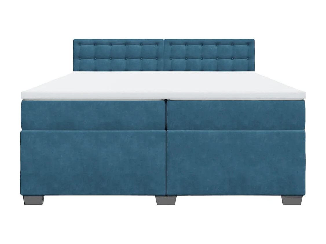 Giroletto a Molle con Materasso Blu 200x200 cm in Velluto