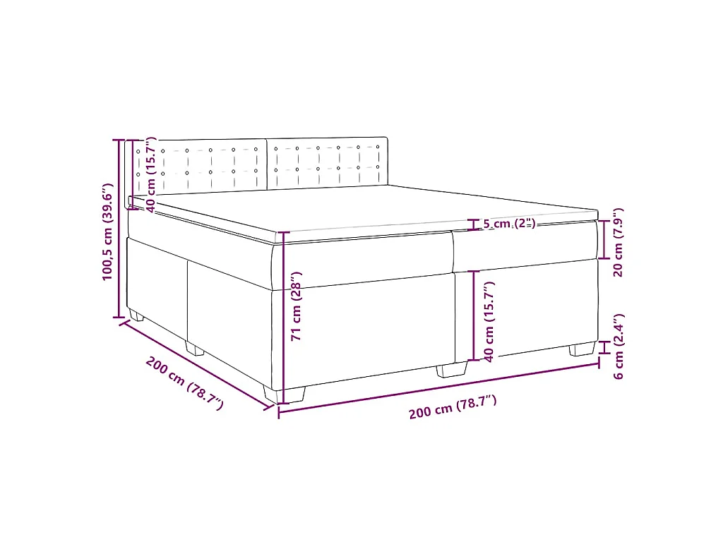 Boxspring met matras fluweel blauw 200x200 cm