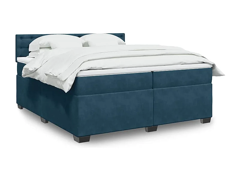 Sommier à lattes de lit et matelas Bleu 200x200 cm velours