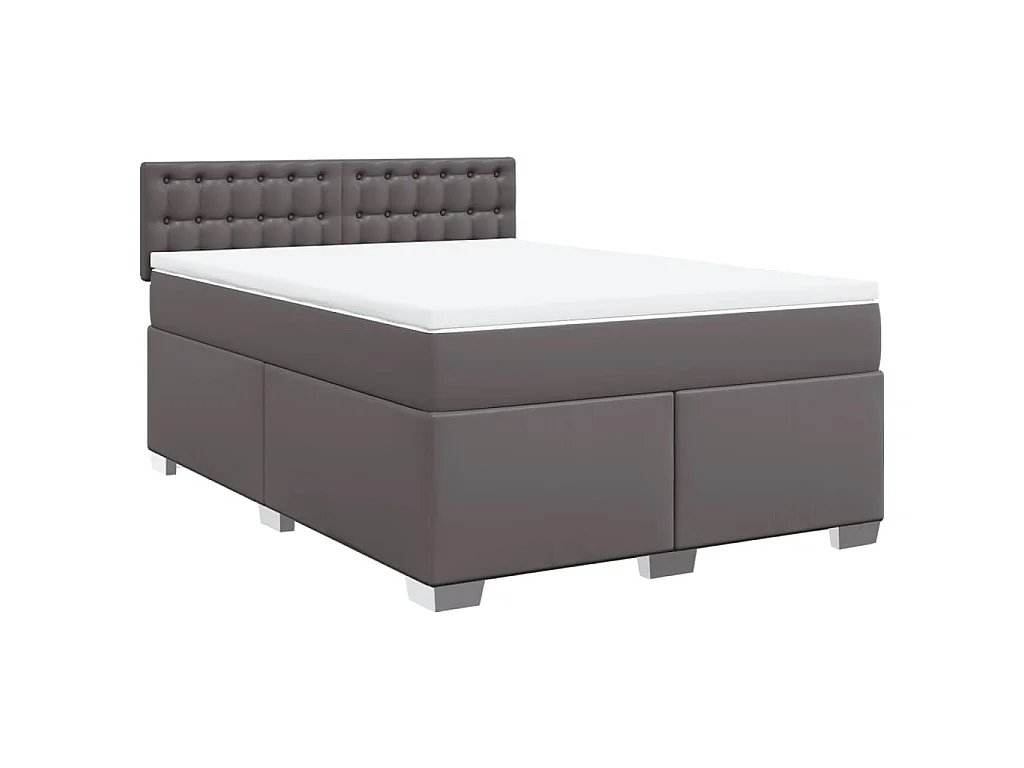 Boxspring met matras kunstleer grijs 140x200 cm