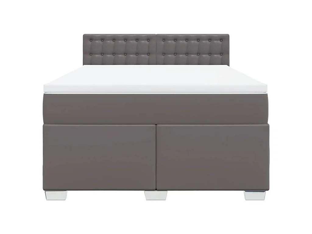 Boxspring met matras kunstleer grijs 140x200 cm