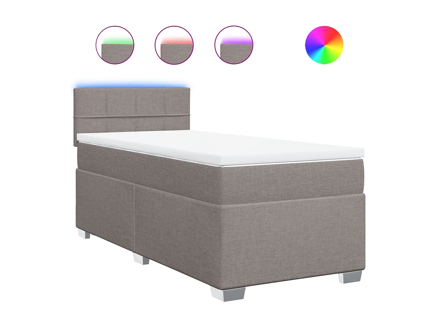 Cama box spring con colchón tela gris taupe 100x200 cm