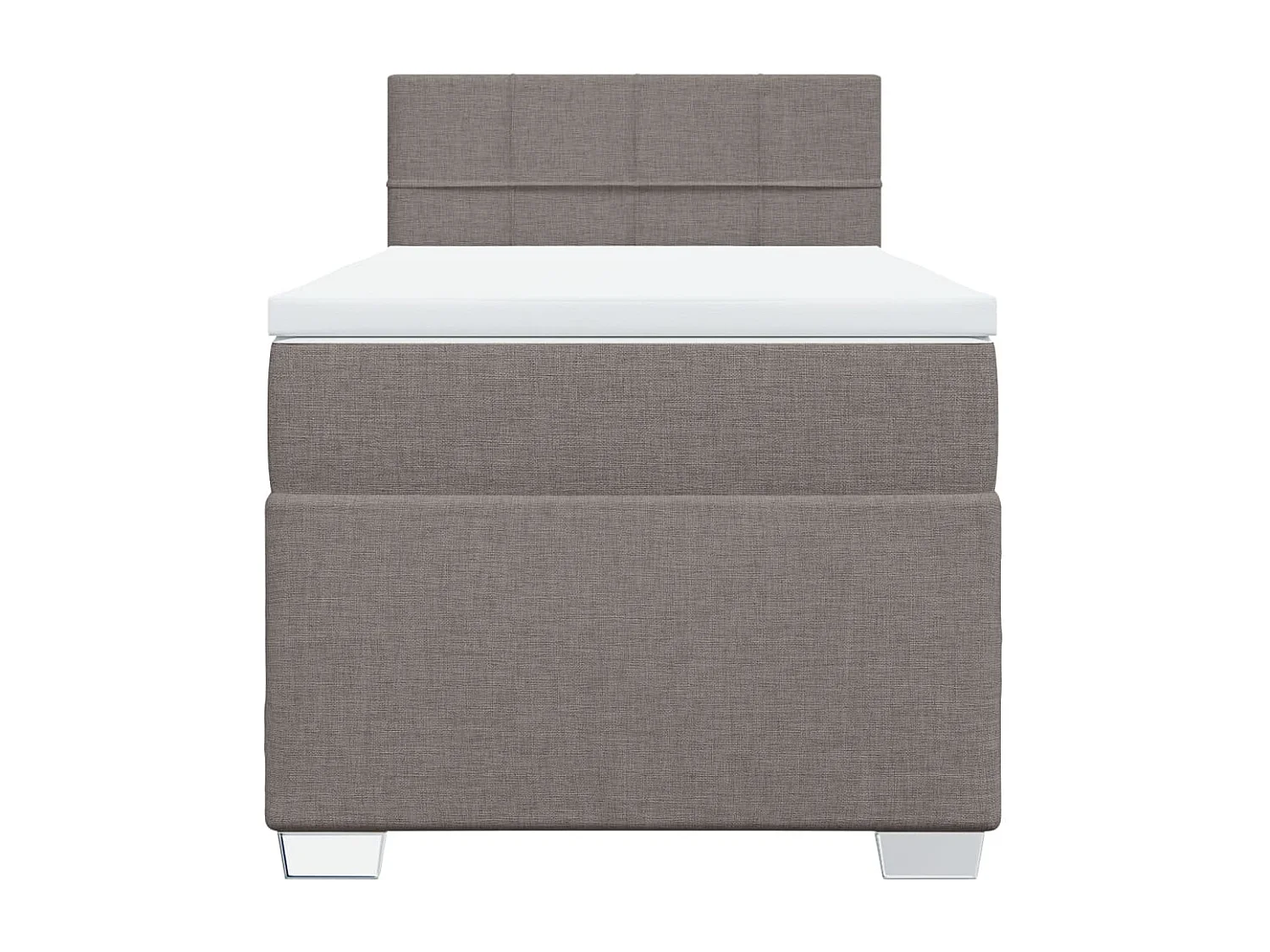 Cama box spring con colchón tela gris taupe 100x200 cm