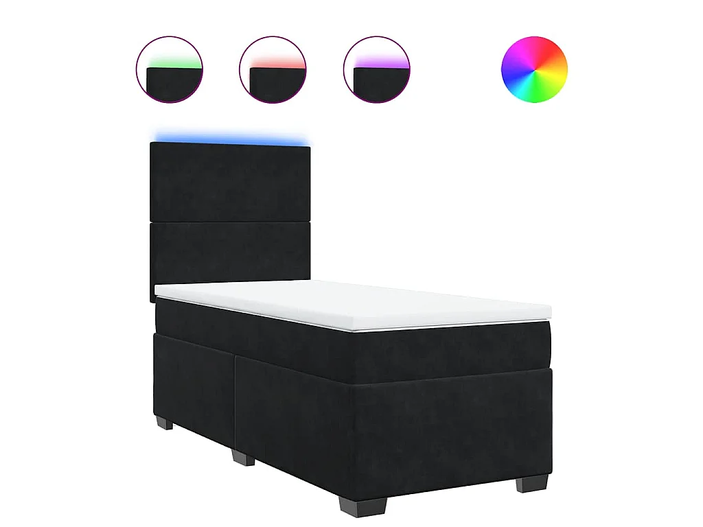 Boxspringbett mit Matratze Schwarz 80x200 cm Samt