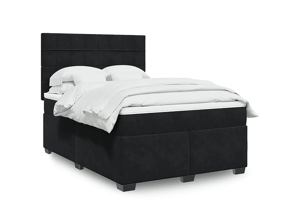 Boxspringbett mit Matratze Schwarz 140x190 cm Samt