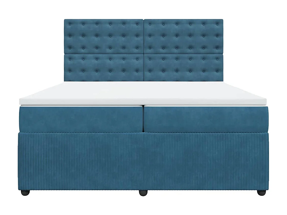 Sommier à lattes de lit et matelas Bleu 200x200 cm velours