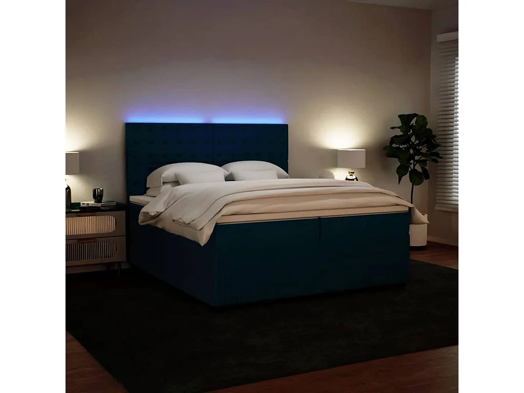 Boxspringbett mit Matratze Blau 200x200 cm Samt