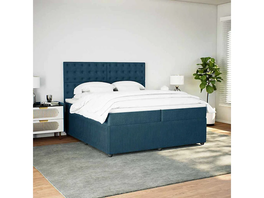 Boxspringbett mit Matratze Blau 200x200 cm Samt