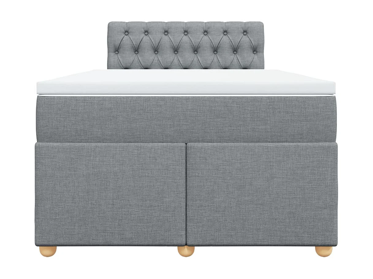 Cama box spring con colchón tela gris claro 120x200 cm