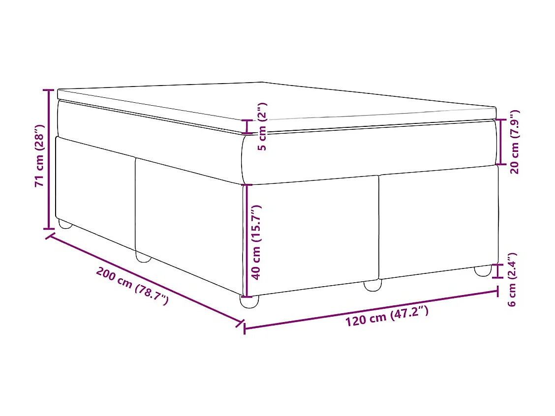 Boxspringbett mit Matratze Blau 120x200 cm Stoff