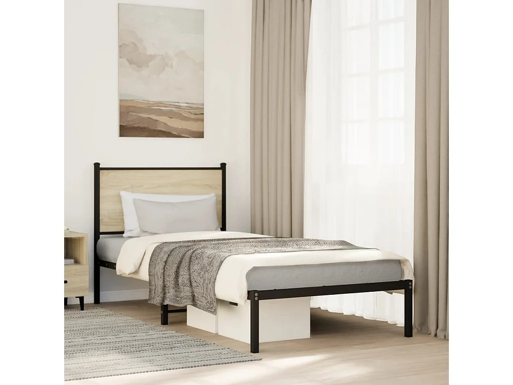 Cadre de lit en métal sans matelas chêne sonoma 80x200 cm