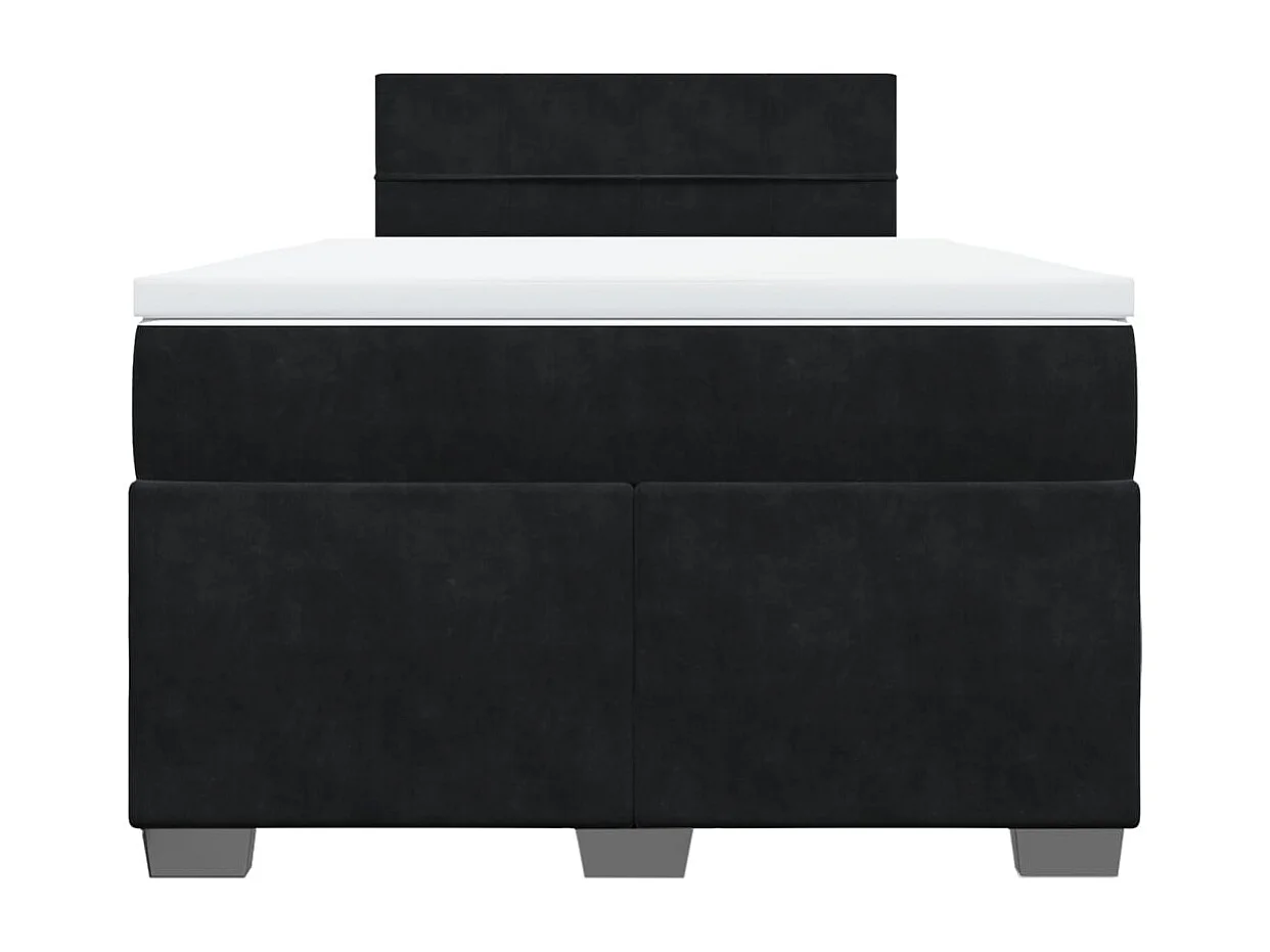 Giroletto a Molle con Materasso Nero 120x190 cm in Velluto