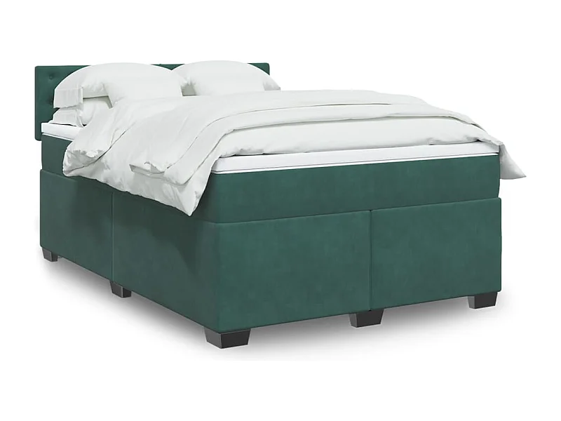 Cama box spring con colchón terciopelo verde oscuro 140x200 cm