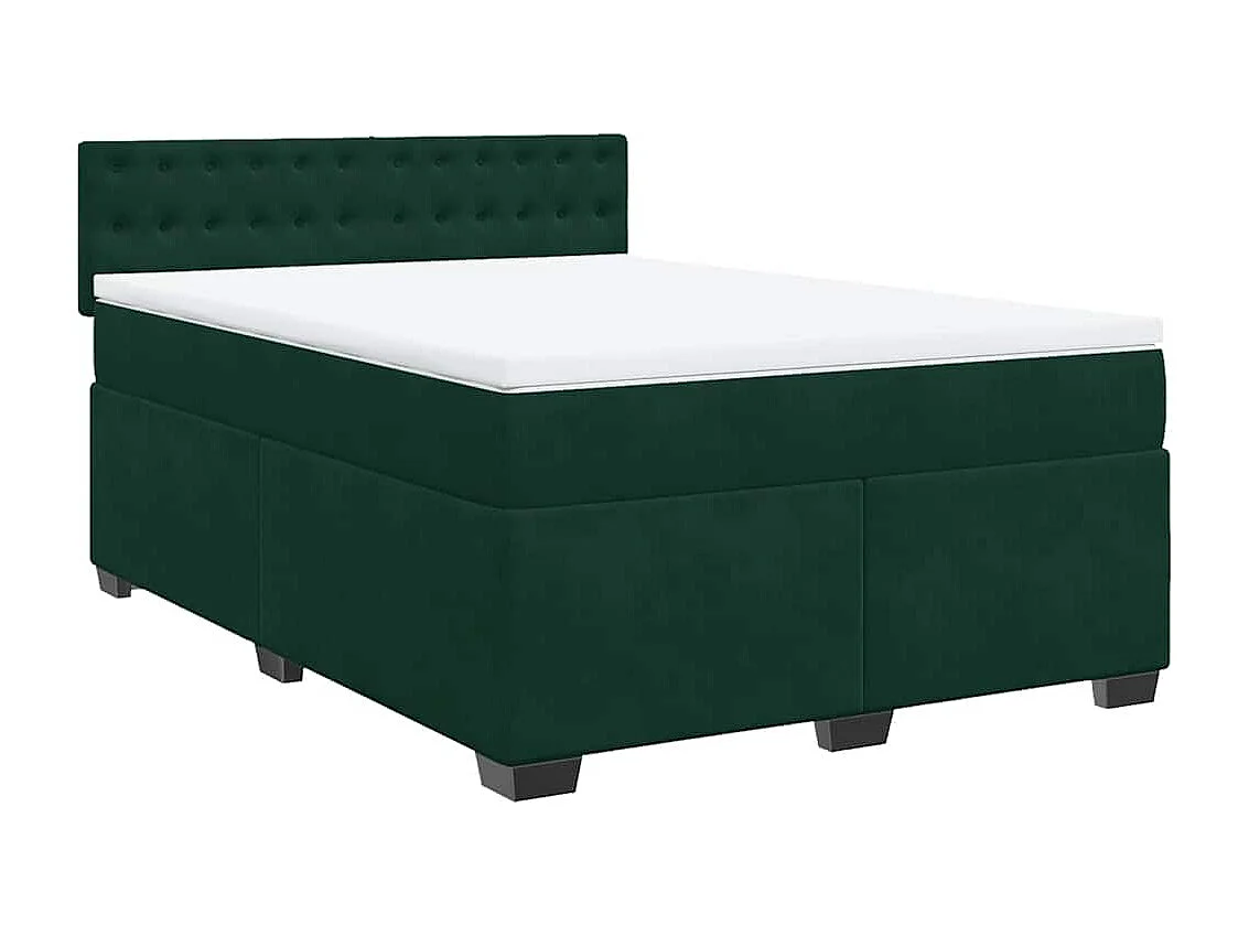 Sommier à lattes de lit et matelas Vert foncé 140x200cm Velours