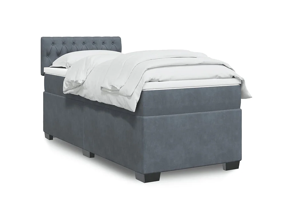 Giroletto a Molle con Materasso Grigio Scuro 90x190 cm Velluto