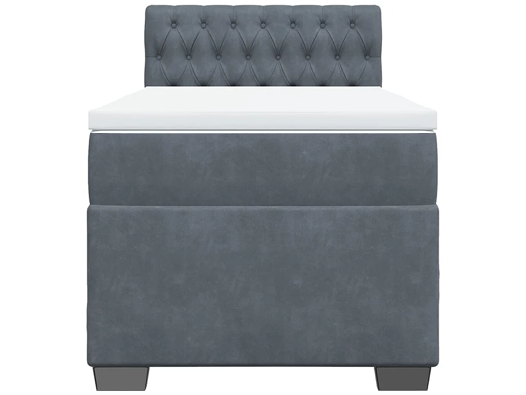 Giroletto a Molle con Materasso Grigio Scuro 90x190 cm Velluto