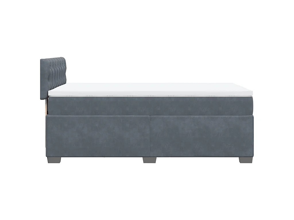 Giroletto a Molle con Materasso Grigio Scuro 90x190 cm Velluto