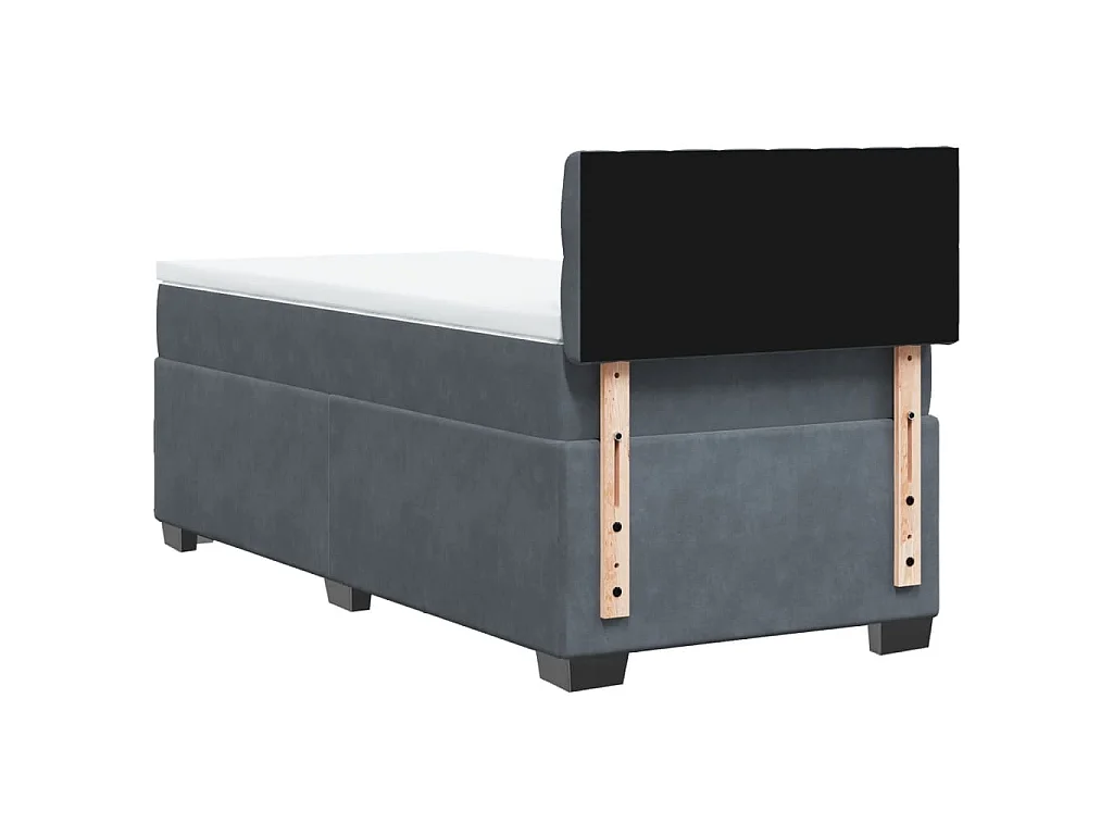 Giroletto a Molle con Materasso Grigio Scuro 90x190 cm Velluto