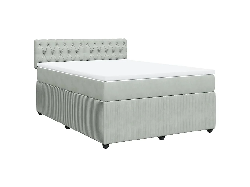 Boxspring met matras fluweel lichtgrijs 140x200 cm