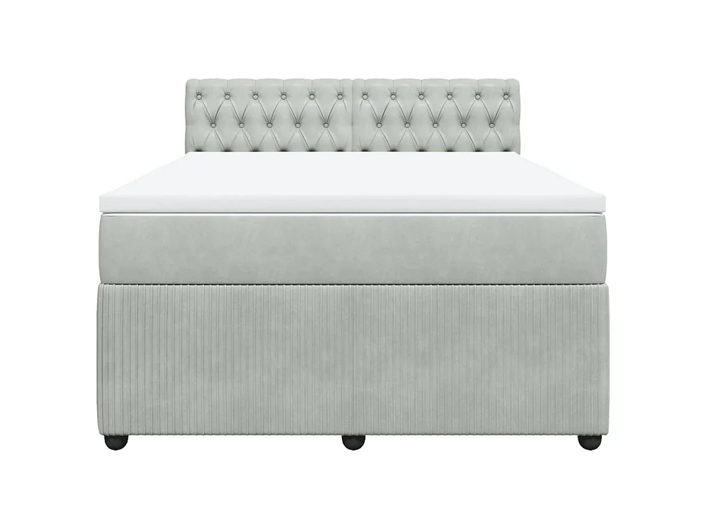 Boxspring met matras fluweel lichtgrijs 140x200 cm