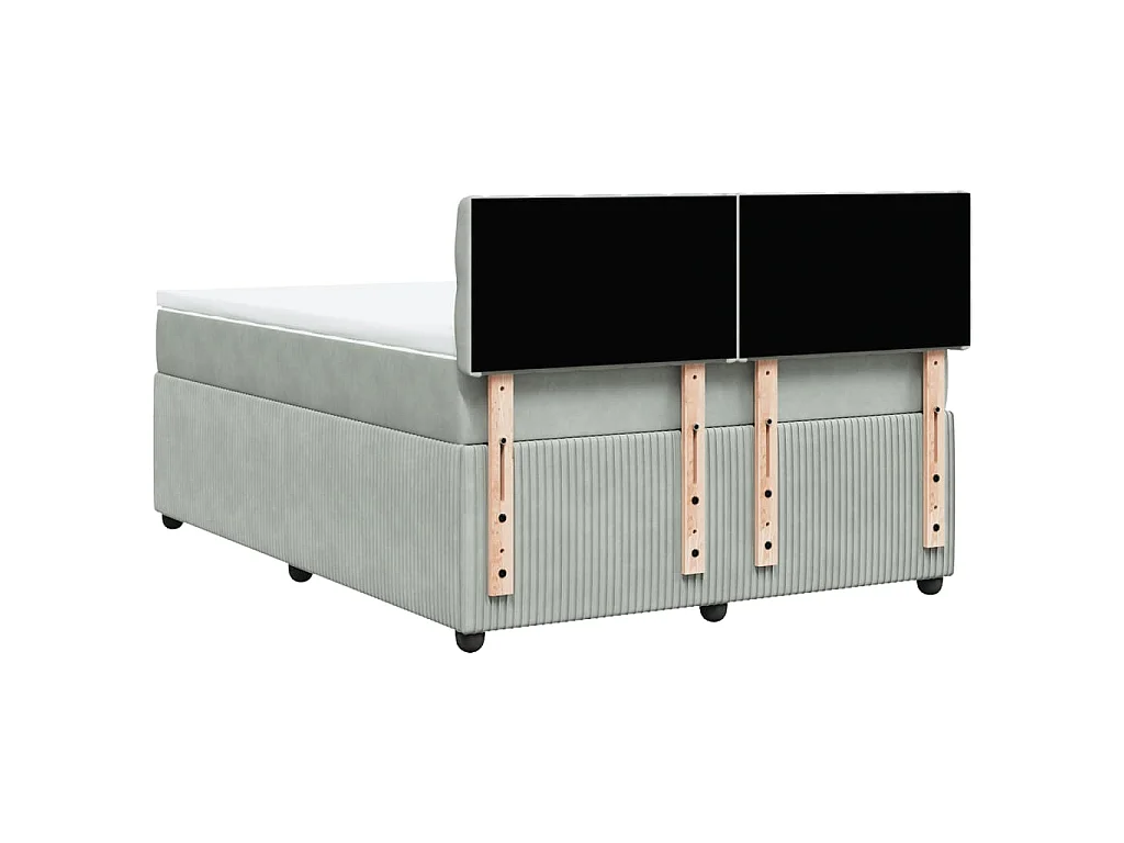 Boxspring met matras fluweel lichtgrijs 140x200 cm