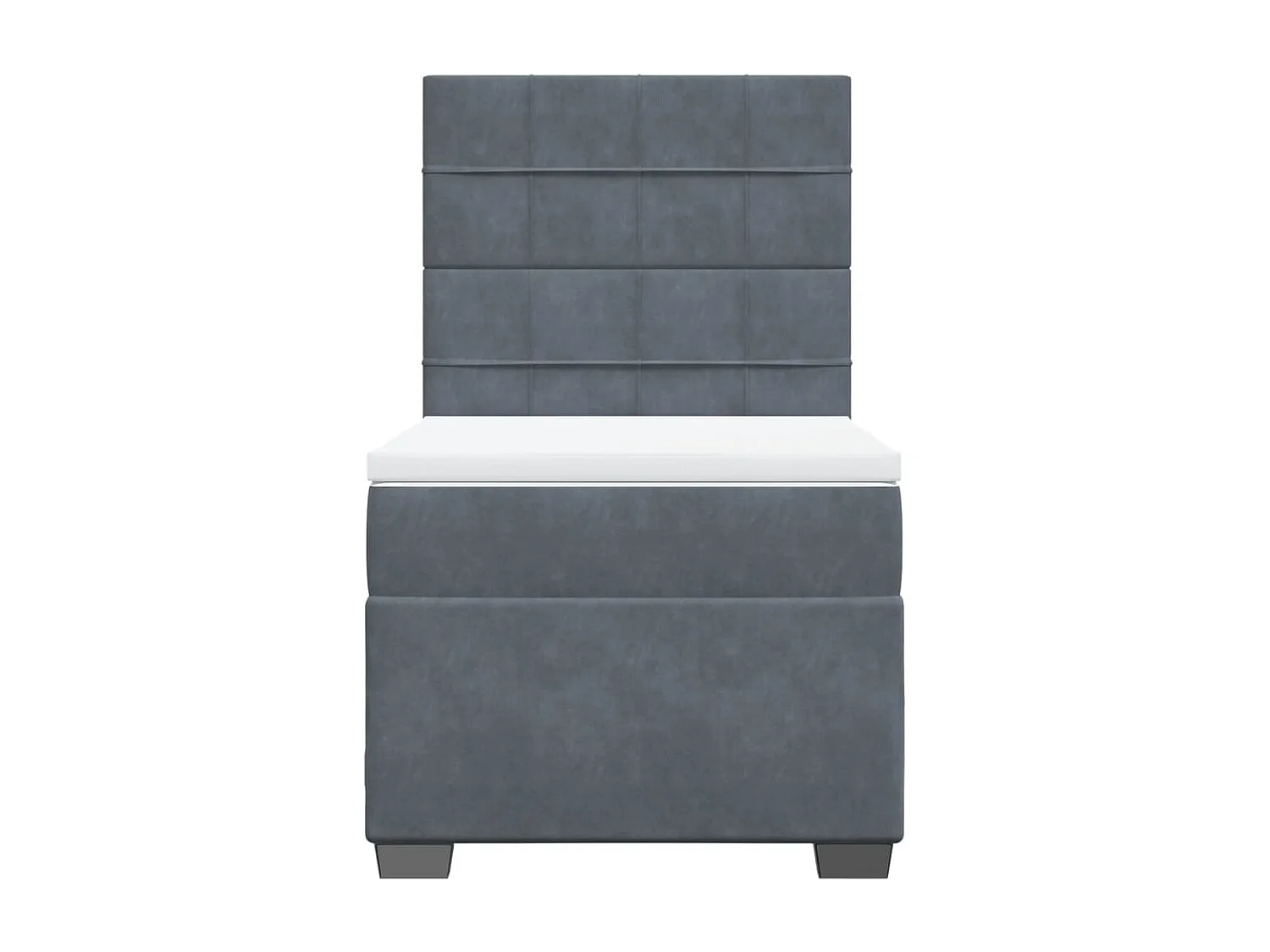 Giroletto a Molle con Materasso Grigio Scuro 100x200 cm Velluto