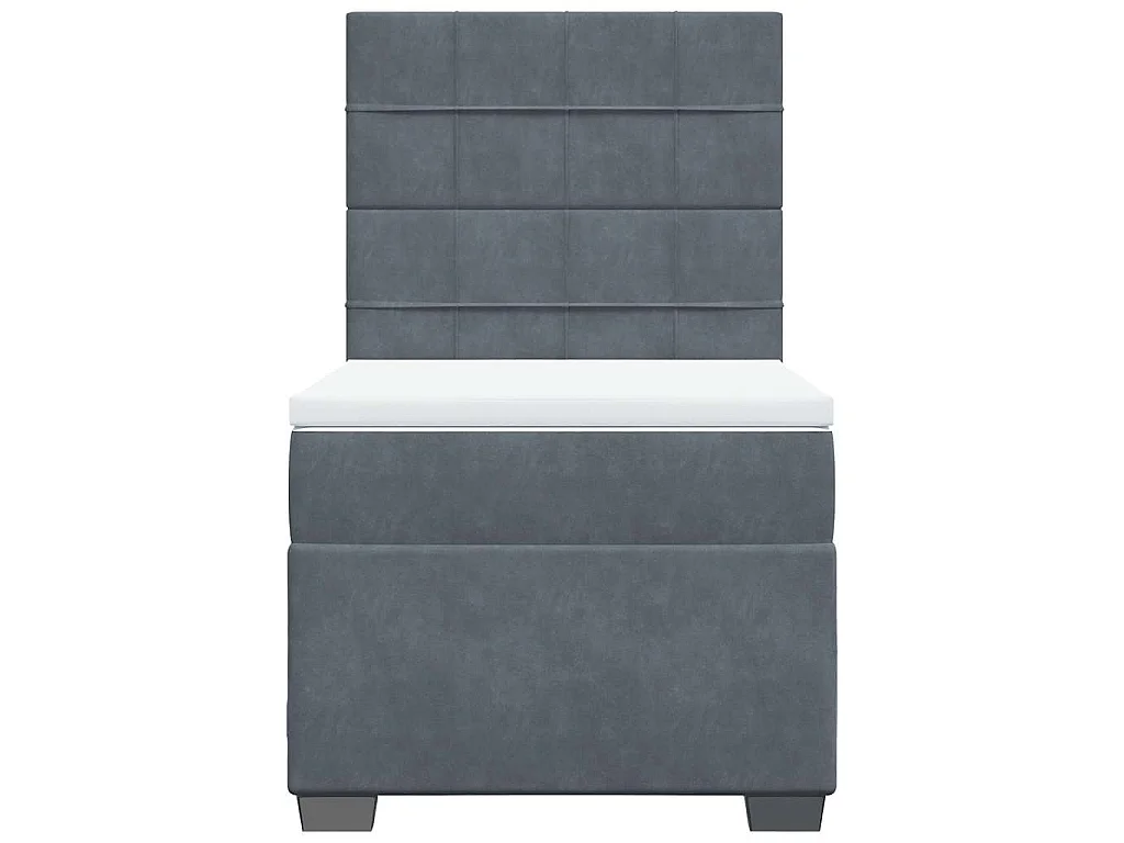 Cama box spring con colchón terciopelo gris oscuro 100x200 cm
