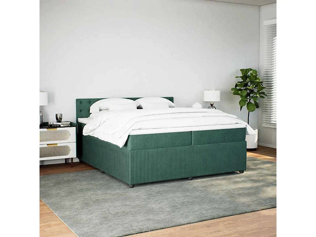 Sommier à lattes de lit et matelas Vert foncé 200x200cm Velours