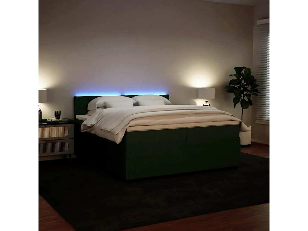 Sommier à lattes de lit et matelas Vert foncé 200x200cm Velours