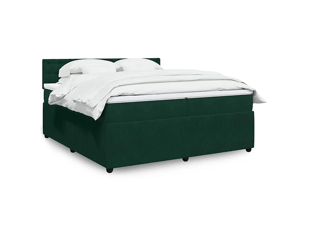 Sommier à lattes de lit et matelas Vert foncé 200x200cm Velours