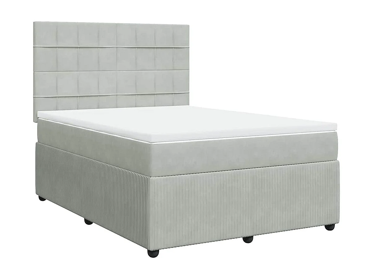 Sommier à lattes de lit et matelas Gris clair 160x200cm Velours