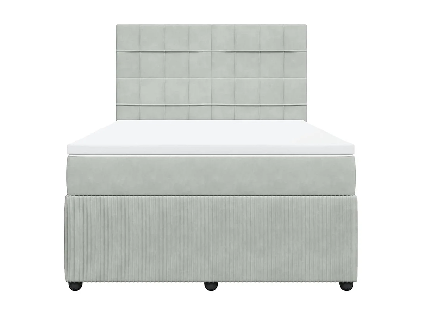 Sommier à lattes de lit et matelas Gris clair 160x200cm Velours