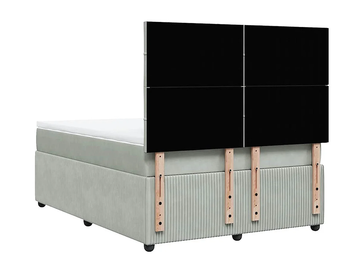 Sommier à lattes de lit et matelas Gris clair 160x200cm Velours