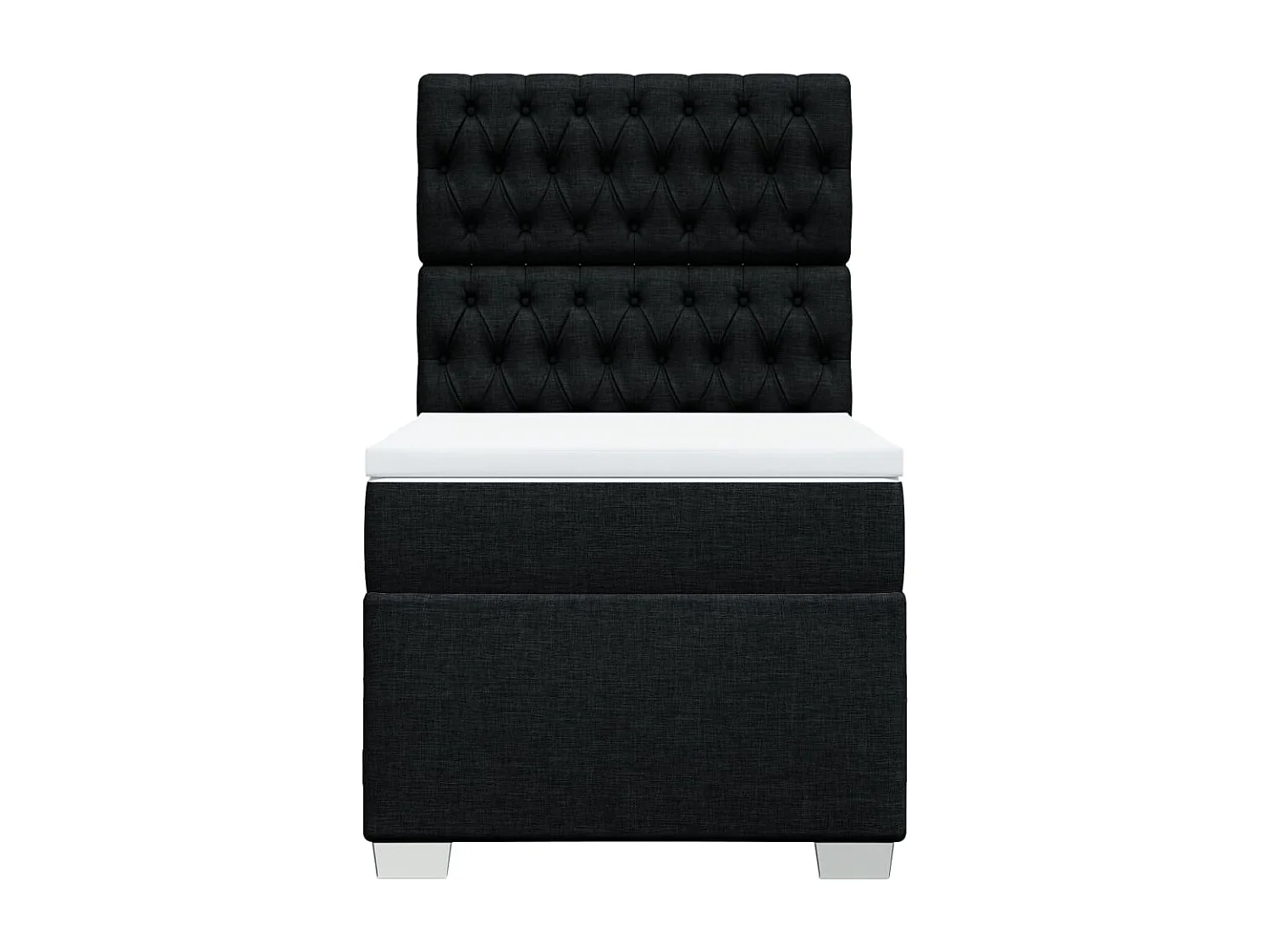 Cama box spring con colchón tela negro 80x200 cm