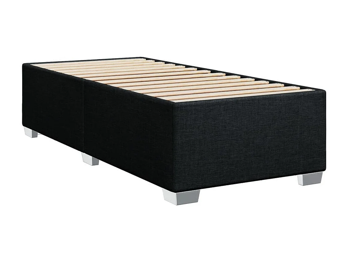 Cama box spring con colchón tela negro 80x200 cm