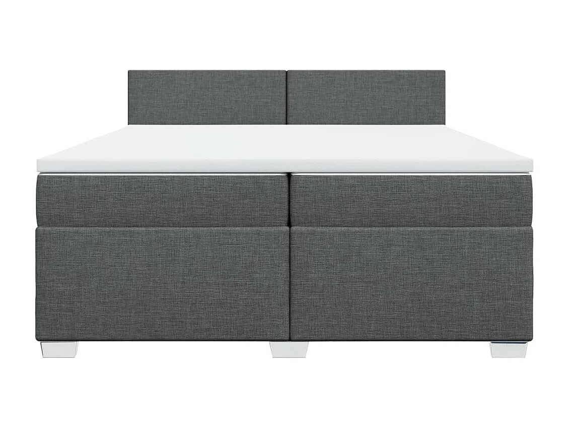 Sommier à lattes de lit avec matelas Gris foncé 200x200cm Tissu