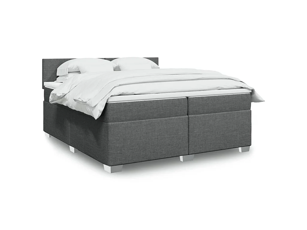 Sommier à lattes de lit avec matelas Gris foncé 200x200cm Tissu