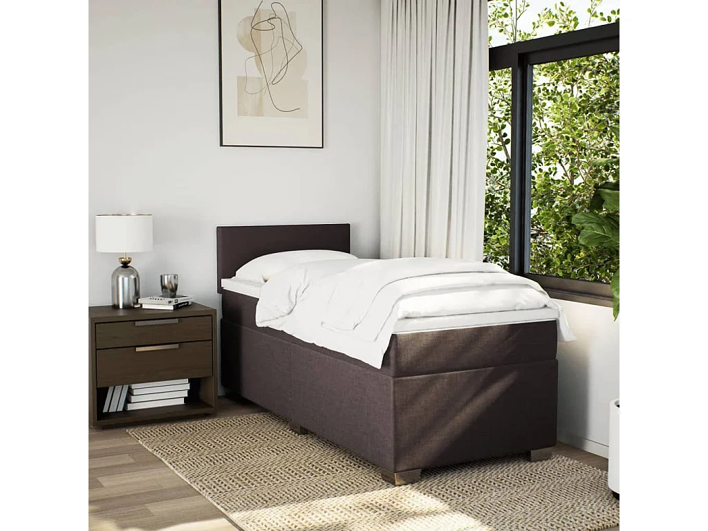 Boxspring met matras stof donkerbruin 80x200 cm