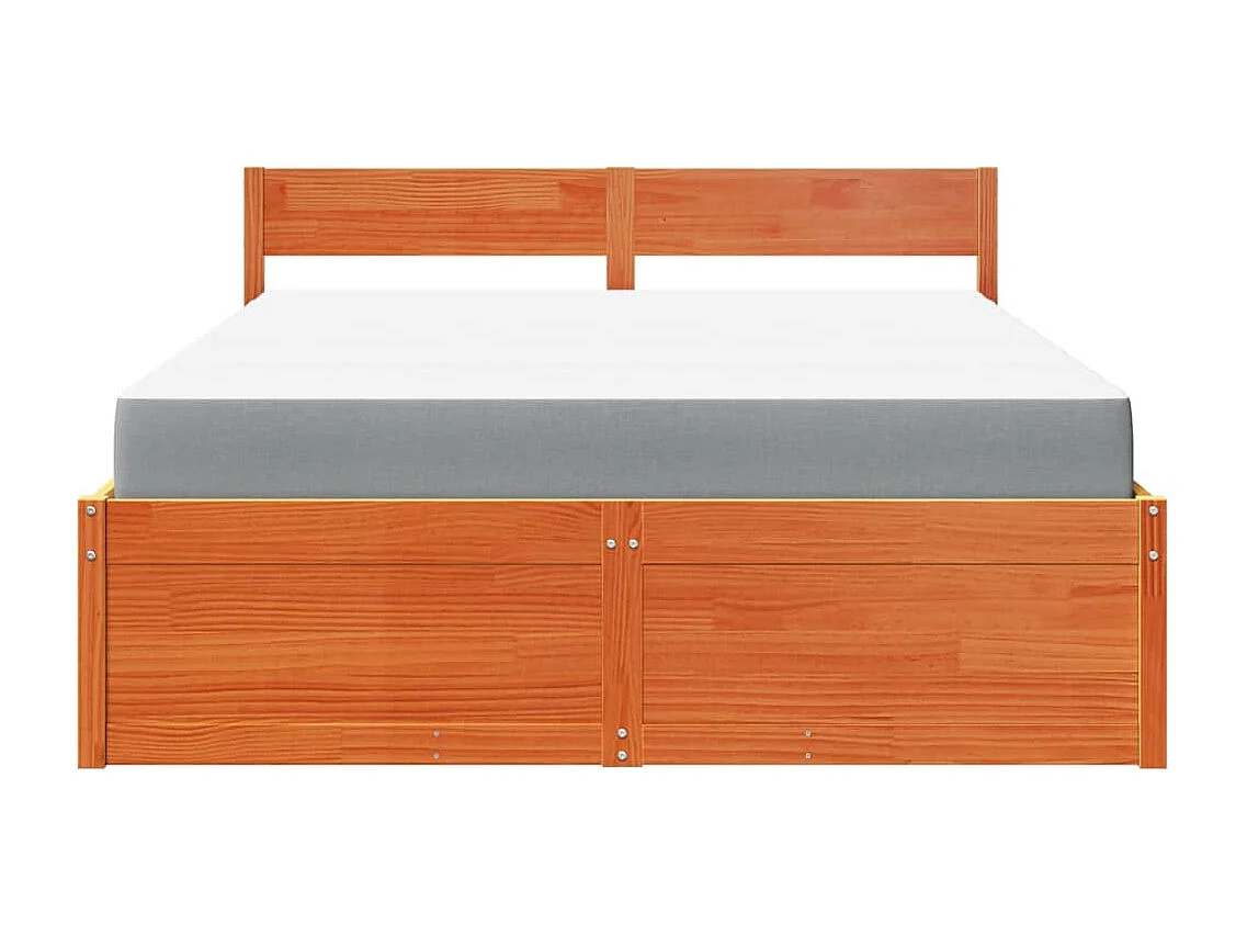 Lit avec tiroirs/matelas cire marron 160x200 cm bois massif pin