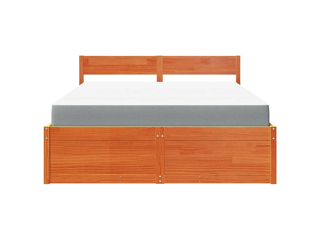 Lit avec tiroirs/matelas cire marron 160x200 cm bois massif pin